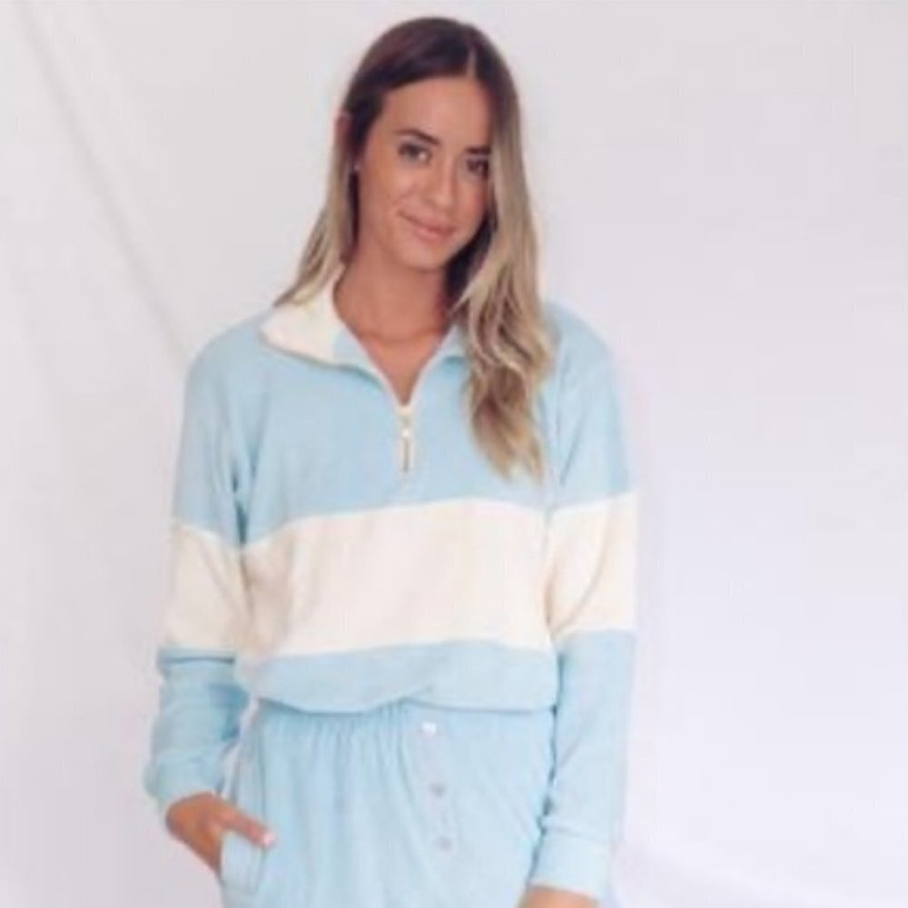 Stoney Clover x Donni Pearl 1/2 Zip Pullover in Surf Small